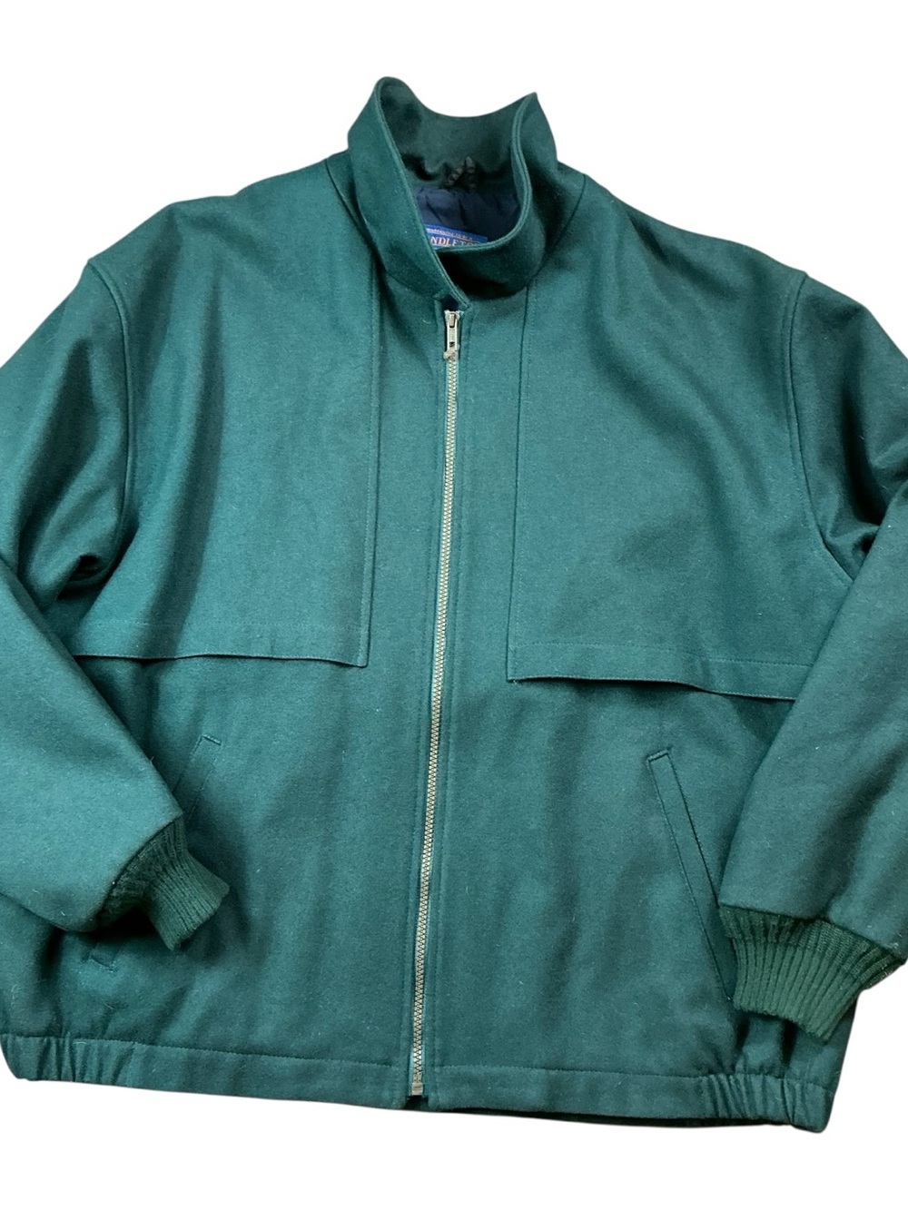 Vintage Pendleton 90s wool hunter green fully lined zip up jacket, XL, USA made